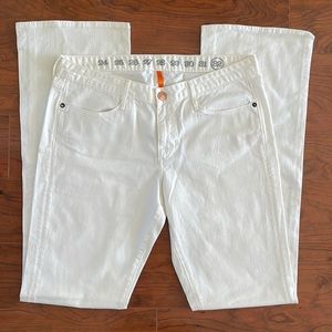 Earnest Sewn White Mid Rise Bootcut Jeans